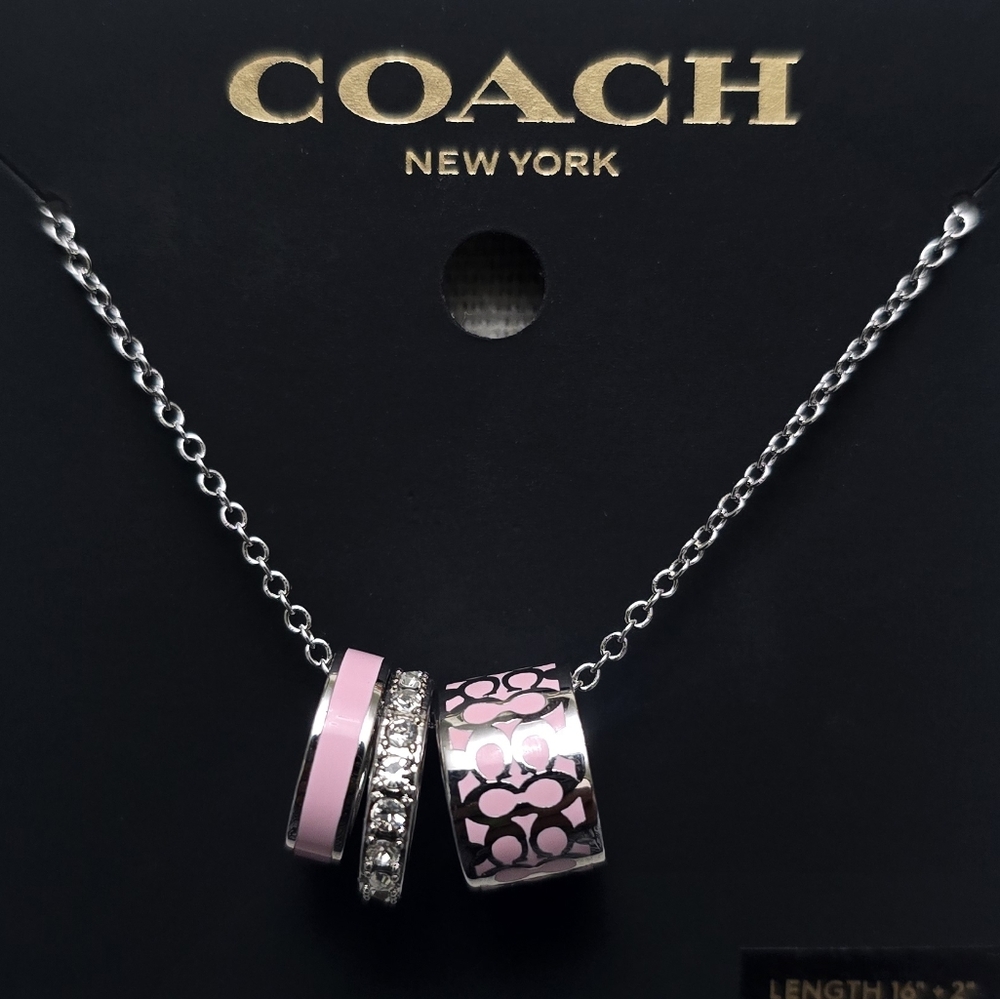Coach Pink Signature Enamel Necklace